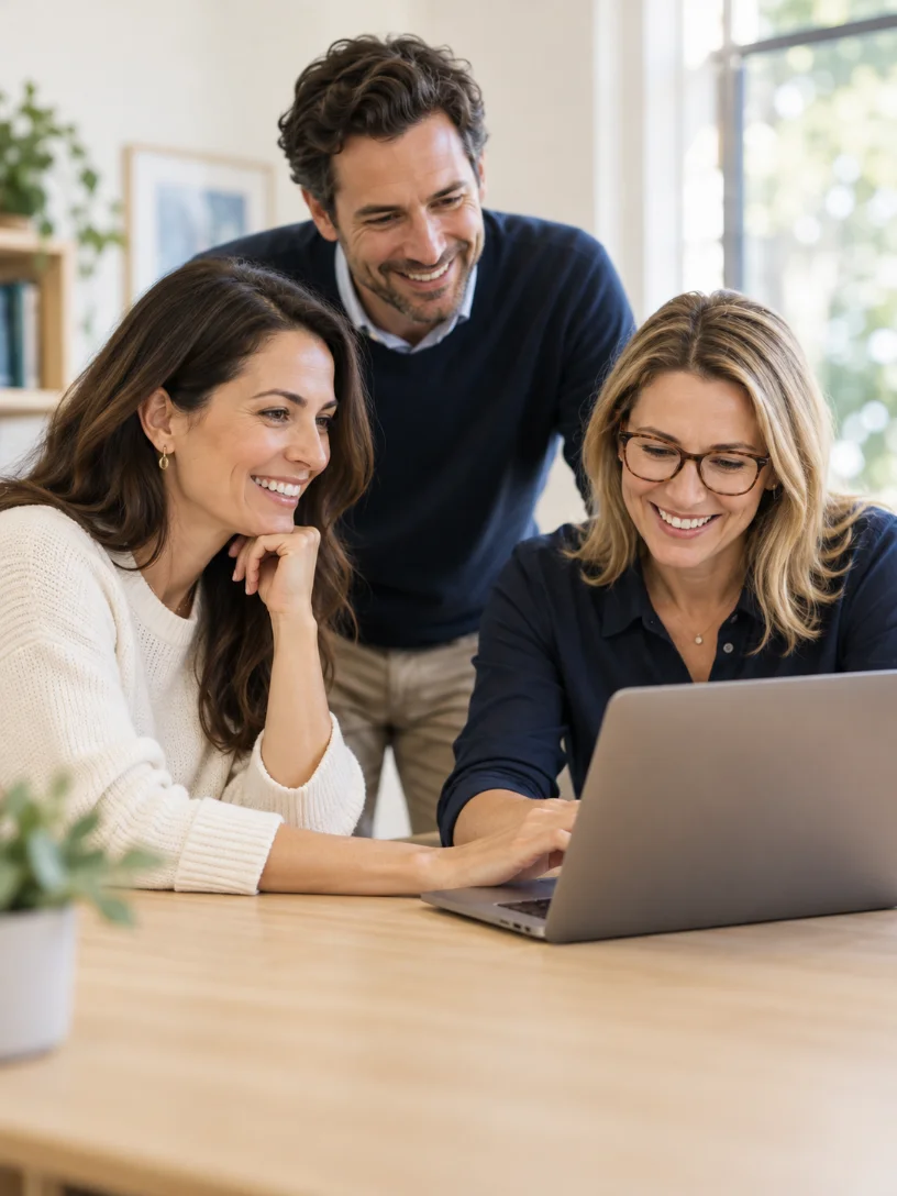Admissions team in a friendly video call